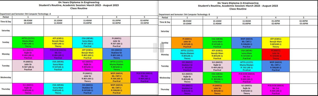Class Routine